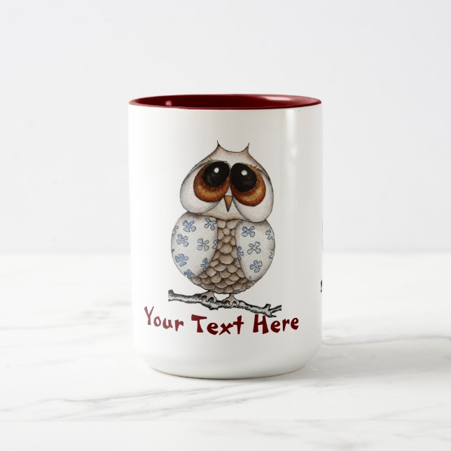 Blumeneulen-Tasse Zweifarbige Tasse (Mittel)