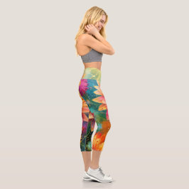 Blumenexplosion: Bursting-Farbmuster Capri Leggings
