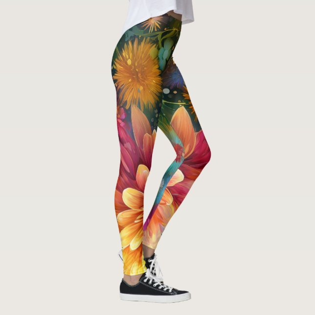 Blumenexplosion: Bursting-Farbmuster Leggings (Rechts)