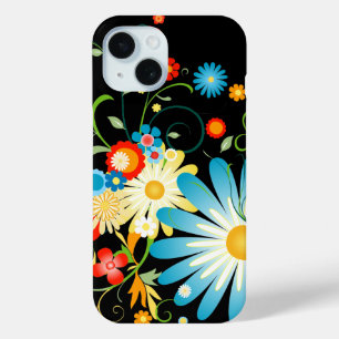 Blumenexplosion der Farbe auf schwarz Case-Mate iPhone Hülle