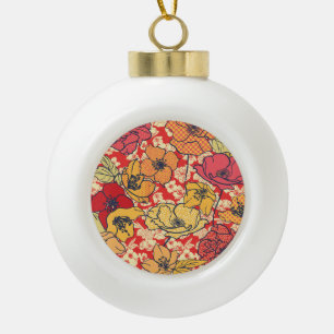 Blumenexplosion: Nahtloser Vintage-Trend. Keramik Kugel-Ornament