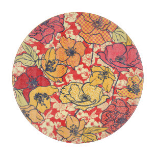Blumenexplosion: Nahtloser Vintage-Trend. Schneidebrett
