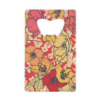 Blumenexplosion: Nahtloser Vintager Trend. Geldbeutel Flaschenöffner