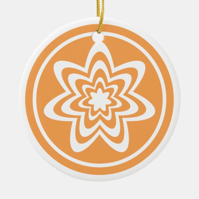 Blumenexplosionsschmuck, Mandarine Keramikornament (Vorne)