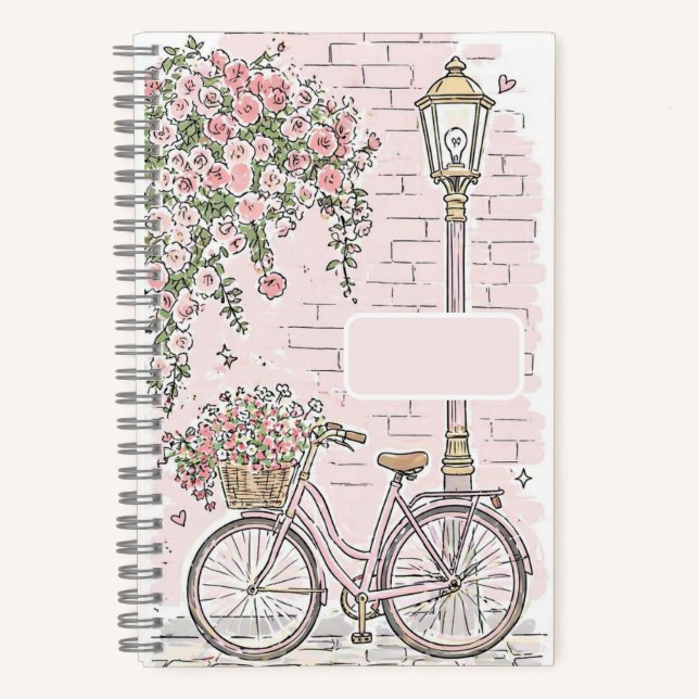 Blumenfahrrad Notizbuch (Vorderseite)