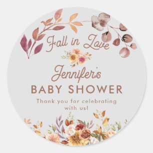 Blumenfall in Liebe Baby Dusche Gefallen Runder Aufkleber