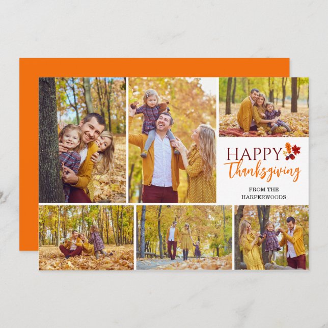 Blumenfall Moderner Erntedank Familienunternehmen  Feiertagskarte (Vorne/Hinten)