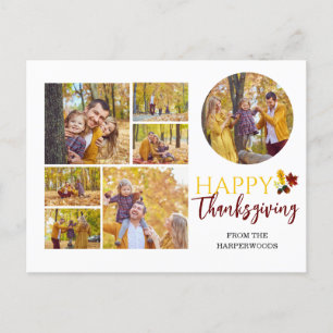 Blumenfall Modernes Glückwunsch, Familie Foto Feiertagspostkarte