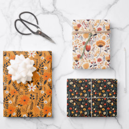Blumenfallen Herbstmuster Faltblätter Geschenkpapier Set