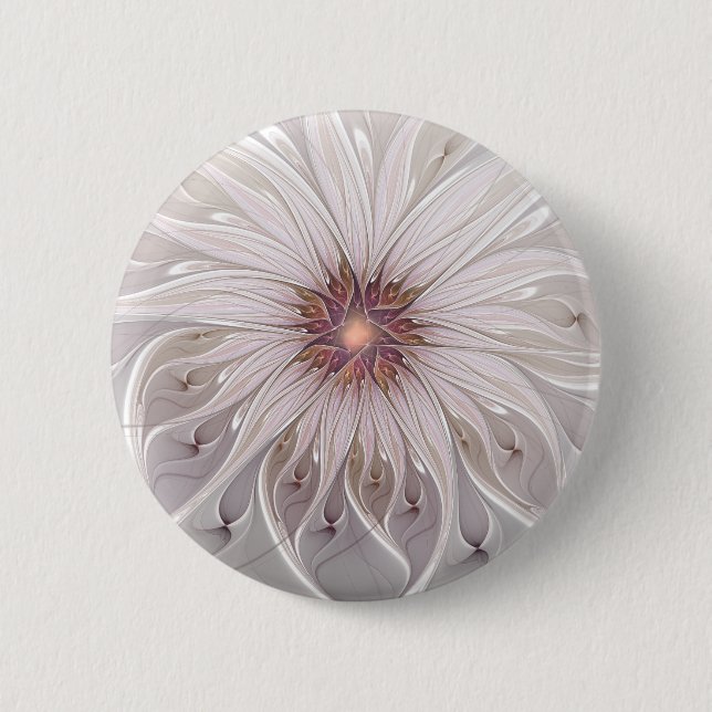 Blumenfantasie, Abstrakte moderne Pastell-Blume Button (Vorderseite)