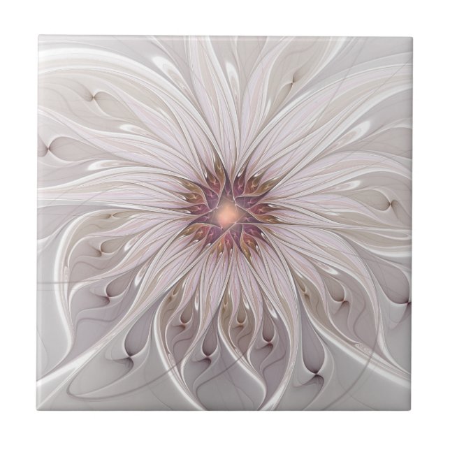 Blumenfantasie, Abstrakte moderne Pastell-Blume Fliese (Vorderseite)