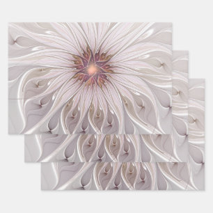 Blumenfantasie, Abstrakte moderne Pastell-Blume Geschenkpapier Set