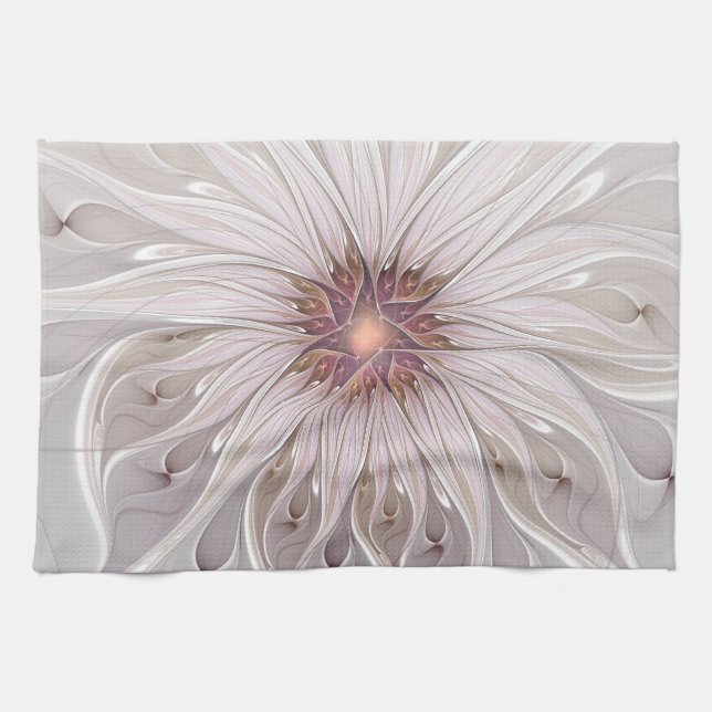 Blumenfantasie, Abstrakte moderne Pastell-Blume Geschirrtuch (Horizontal)