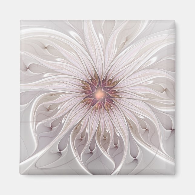 Blumenfantasie, Abstrakte moderne Pastell-Blume Magnet (Vorne)