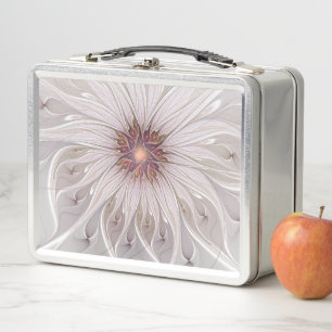 Blumenfantasie, Abstrakte moderne Pastell-Blume Metall Lunch Box