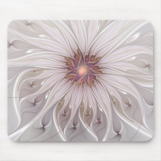 Blumenfantasie, Abstrakte moderne Pastell-Blume Mousepad (Vorne)