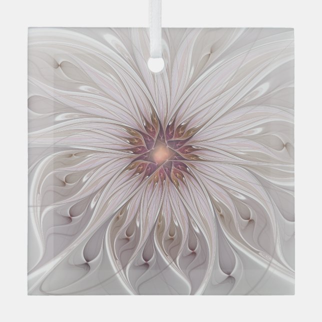 Blumenfantasie, Abstrakte moderne Pastell-Blume Ornament Aus Glas (Vorderseite)