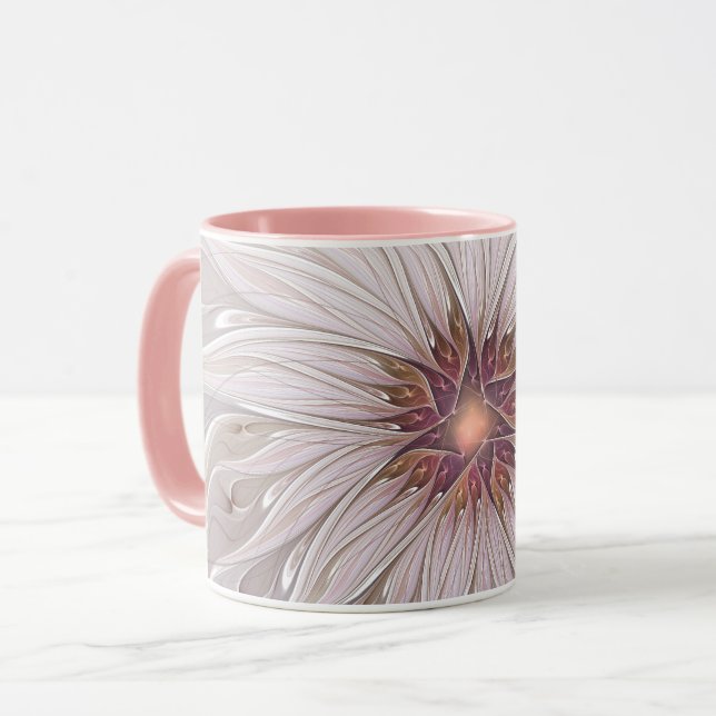 Blumenfantasie, Abstrakte moderne Pastell-Blume Tasse (Vorderseite Links)