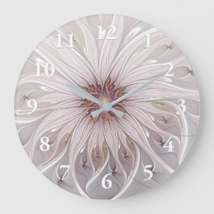 Blumenfantasie, abstrakte moderne Pastellblume Große Wanduhr