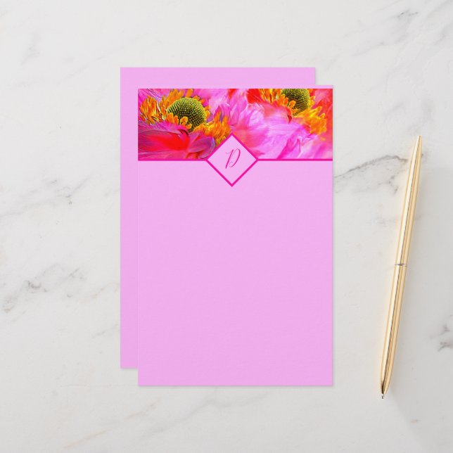 Blumenfantasie Briefpapier (Vorderseite/Rückseite Beispiel)