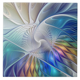 Blumenfantasie, buntes Abstraktes Fraktal Blume Fliese