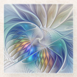 Blumenfantasie, buntes Abstraktes Fraktal Blume Glasuntersetzer