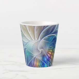 Blumenfantasie, buntes Abstraktes Fraktal Blume Milchtasse