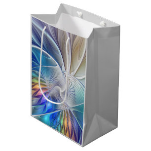 Blumenfantasie, buntes Abstraktes Fraktal Blume Mittlere Geschenktüte