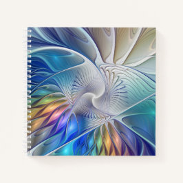 Blumenfantasie, buntes Abstraktes Fraktal Blume Notizbuch