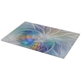 Blumenfantasie, buntes Abstraktes Fraktal Blume Schneidebrett