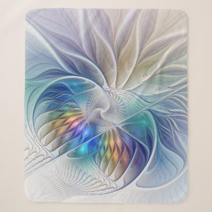 Blumenfantasie, buntes Abstraktes Fraktal Blume Sherpadecke