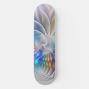 Blumenfantasie, buntes Abstraktes Fraktal Blume Skateboard