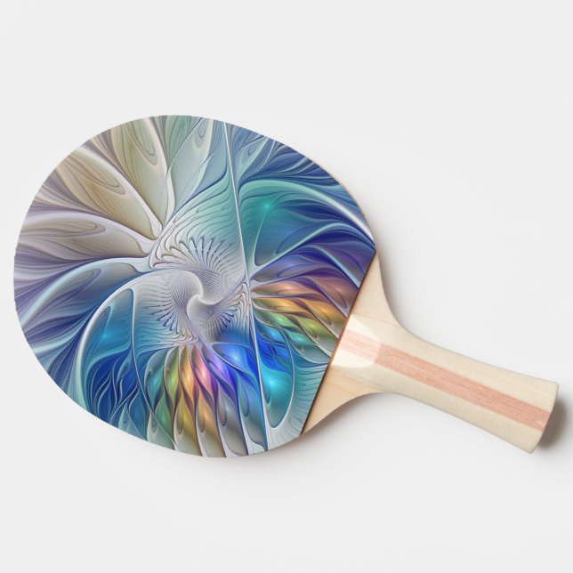 Blumenfantasie, buntes Abstraktes Fraktal Blume Tischtennis Schläger (Seitenansicht)