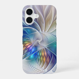 Blumenfantasie, farbenfrohe abstrakte Fraktalblume iPhone 16 Hülle