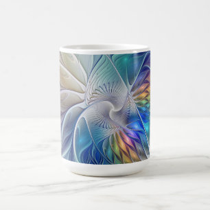 Blumenfantasie, farbenfrohe abstrakte Fraktalblume Kaffeetasse