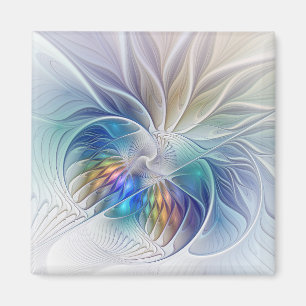 Blumenfantasie, farbenfrohe abstrakte Fraktalblume Magnet
