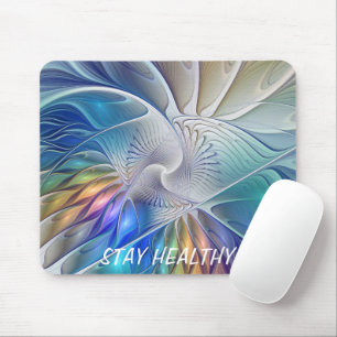 Blumenfantasie, farbenfrohe abstrakte Fraktalblume Mousepad