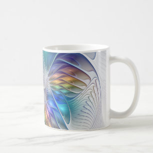 Blumenfantasie, farbenfrohe abstrakte Fraktalblume Tasse