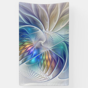Blumenfantasie, farbenfrohe abstrakte fraktale Blu Banner