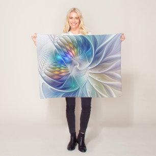 Blumenfantasie, farbenfrohe abstrakte fraktale Blu Fleecedecke