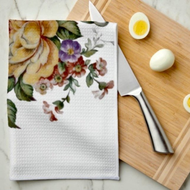 Blumenfantasie  geschirrtuch (Floral Fantasy Kitchen Towel 16”X24” poly-blend machine washable. 
)