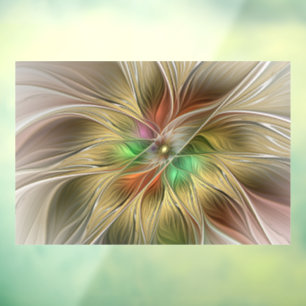 Blumenfantasie mit Gold Modernes Abstraktes Frakta Fensteraufkleber
