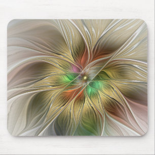 Blumenfantasie mit Gold Modernes Abstraktes Frakta Mousepad