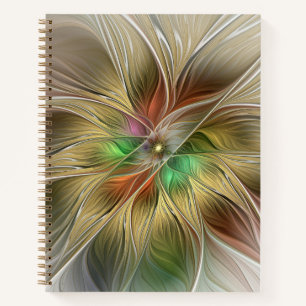 Blumenfantasie mit Gold Modernes Abstraktes Frakta Notizbuch
