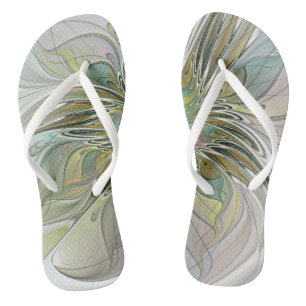 Blumenfantasie Modernes Fraktal Blume mit Gold Flip Flops