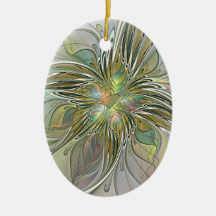 Blumenfantasie Modernes Fraktal Blume mit Gold Keramik Ornament