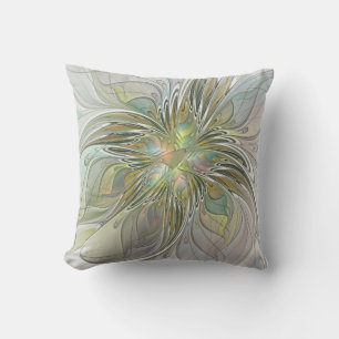 Blumenfantasie Modernes Fraktal Blume mit Gold Kissen