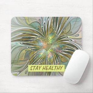 Blumenfantasie Modernes Fraktal Blume mit Gold Mousepad