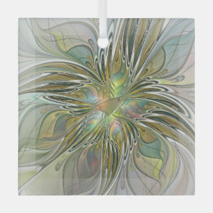 Blumenfantasie Modernes Fraktal Blume mit Gold Ornament Aus Glas