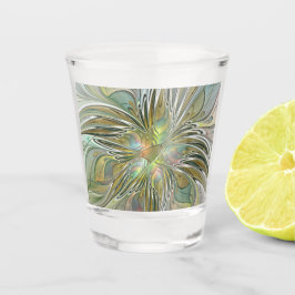 Blumenfantasie Modernes Fraktal Blume mit Gold Schnapsglas